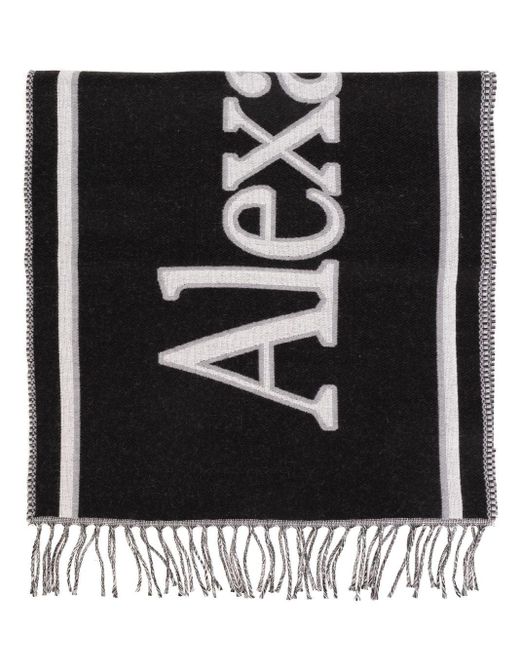 Alexander McQueen Wollen Sjaal Met Logoprint in het Black voor heren