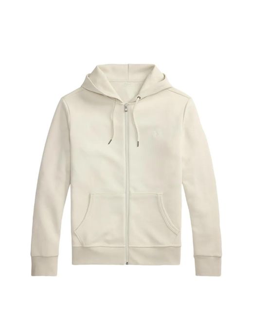 Polo Ralph Lauren White Zip-Up Drawstring Hoodie for men