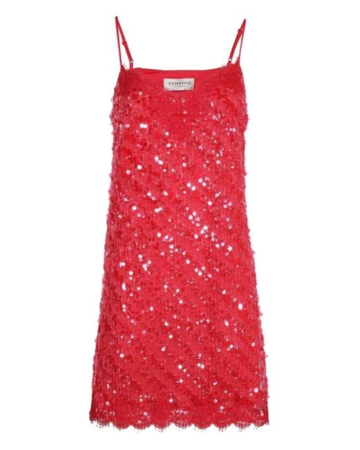 Ermanno Scervino Red Embellished Mini Dress