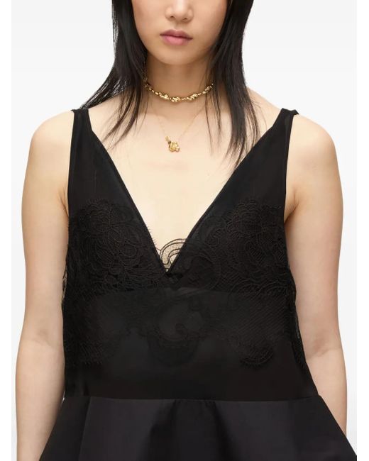 3.1 Phillip Lim Black Lace-Panel Peplum Top