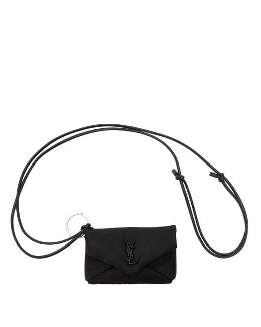 Cartera acolchada con placa YSL Saint Laurent de hombre de color Black