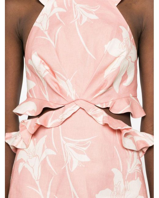 Zimmermann Mini-jurk Met Bloemenprint in het Pink