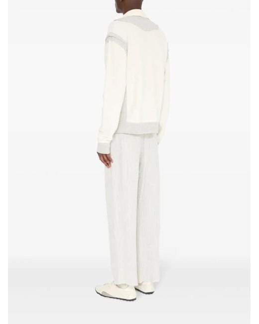 Maison Margiela White Textured-Finish Polo Shirt for men