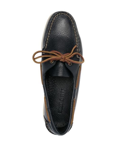 Sebago Gray Portland Martellato Leather Boat Shoes for men