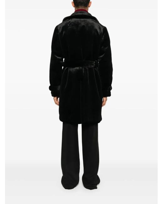 Fursac Black Double-Breasted Coat for men