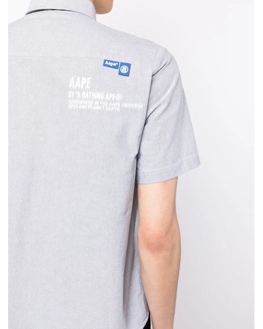 Aape By A Bathing Ape White Camouflage-Print Logo-Patch Shirt for men