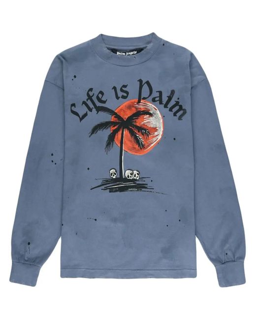 Palm Angels Sweatshirt Im Distressed-Look in Blue für Herren