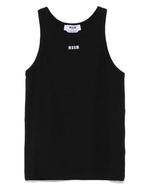 MSGM Black Logo-Embroidered Tank Top for men
