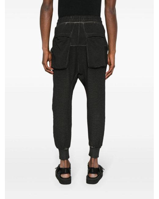 Thom Krom Black Ribbed-panel Drop-crotch Trousers for men
