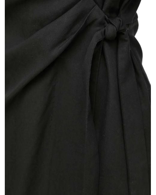 Samsøe & Samsøe Black Wrap-Around Quarter-Sleeve Midi Dress