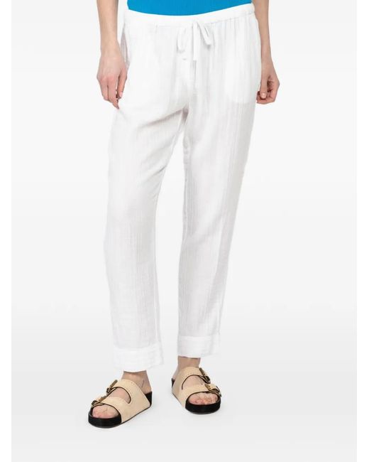 Xirena White Drawstring Textured Trousers