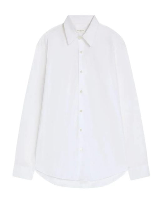 メンズ Dries Van Noten コットンポプリン シャツ White