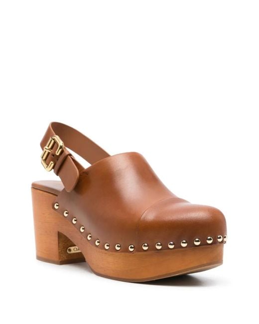 Chloé Brown Jeannette Wedge Clogs