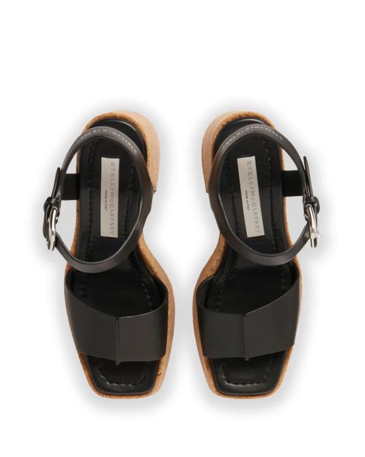 Stella McCartney Black Skyla Cork-Platform Sandals, Brand Size 38 Us