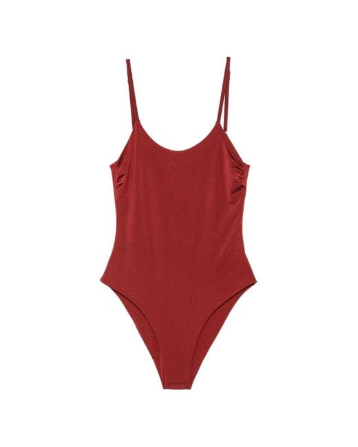MOUTAKI Red Scoop-Neck Swimsuit