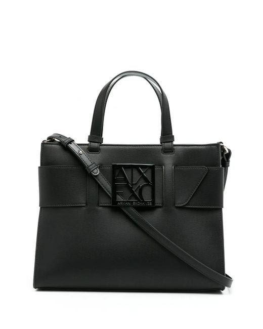 Borsa tote con logo di ARMANI EXCHANGE in Black