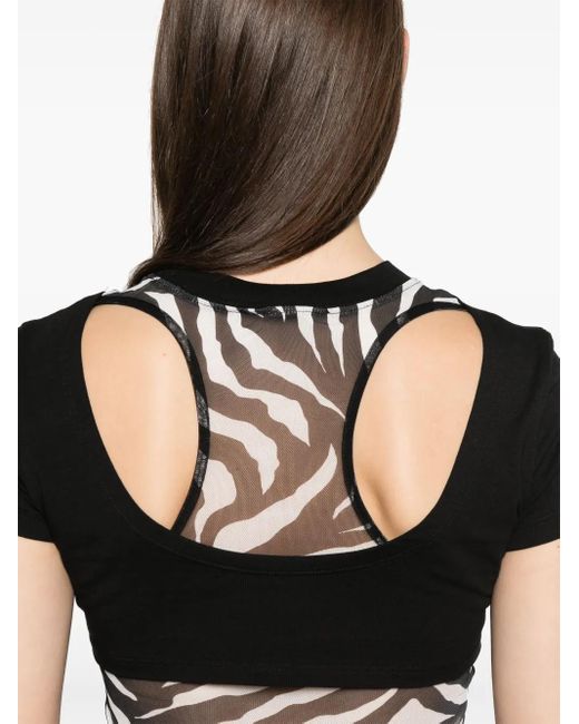 Versace Jeans Couture Black Crystal Zebra T-Shirt