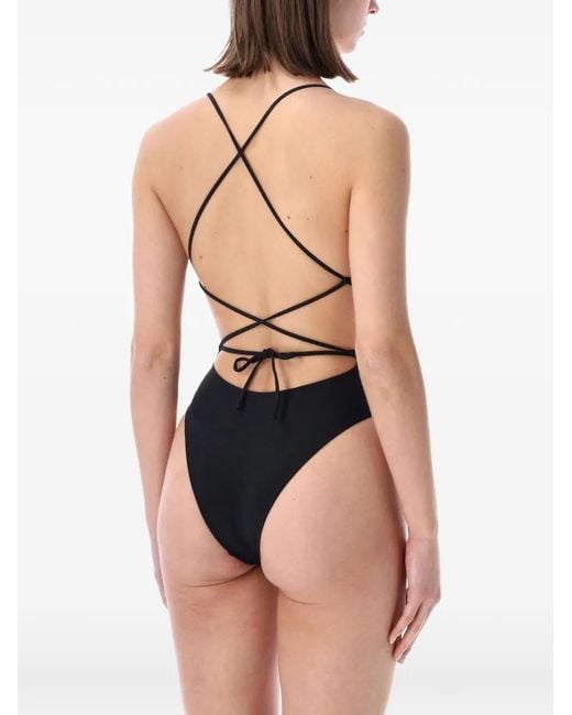 BELAMER Blue Elen Ribbed Crossover-Strap Swimsuit