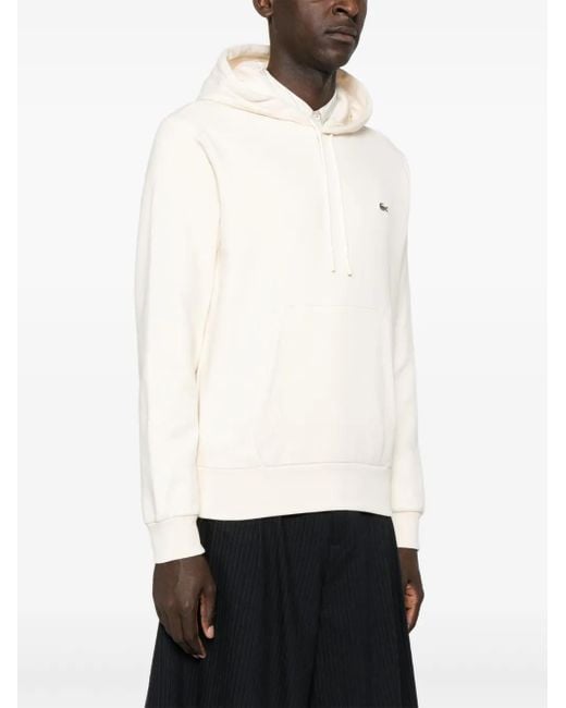 Lacoste White Crocodile-Patch Hoodie for men