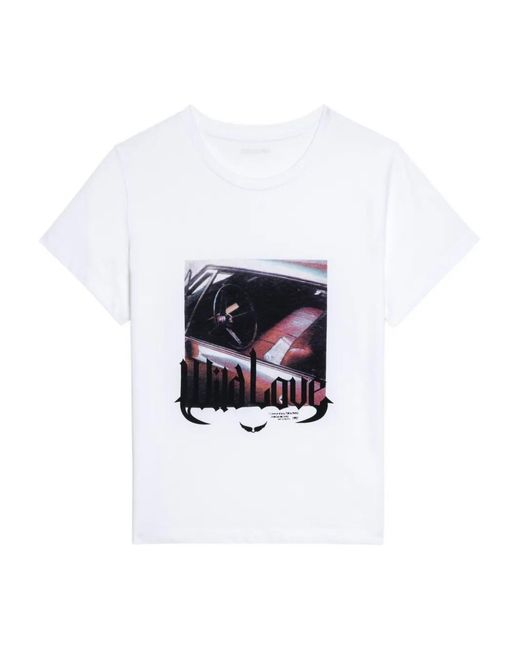 Zadig & Voltaire White Car-Print T-Shirt