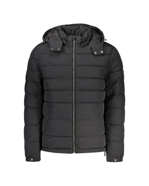 Guess Black Hooded Quilted Jacket for men