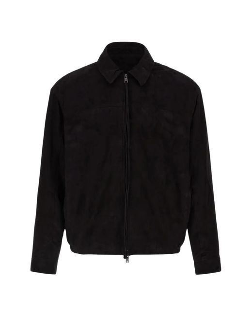 Giorgio Brato Black Suede Shirt-Collar Jacket for men