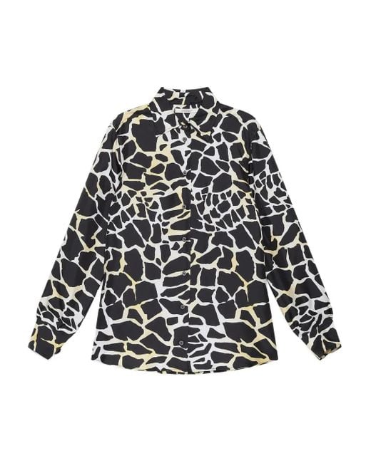 Maliparmi Black Giraffe-Print Button-Down Shirt