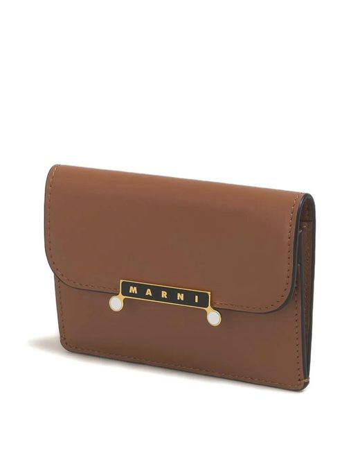 Marni Brown Leather Envelope Card Holder