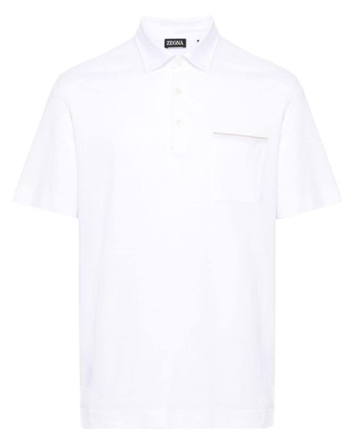 メンズ Zegna チェストポケット ポロシャツ White