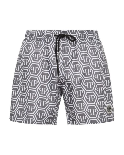 Short De Bain À Motif Géométrique En Jacquard Philipp Plein pour homme en coloris Blue