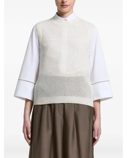 Peserico White Open-Knit Vest