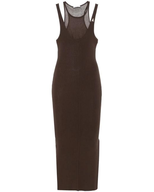 Patrizia Pepe Brown Knitted Midi Dress