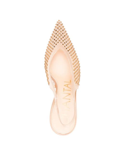 Chantal White Studded Slingback Court Shoes
