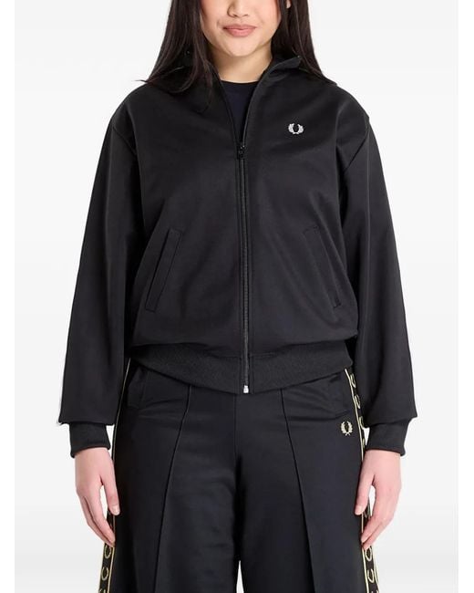 Fred Perry Black Sweat Zippé À Logo Brodé