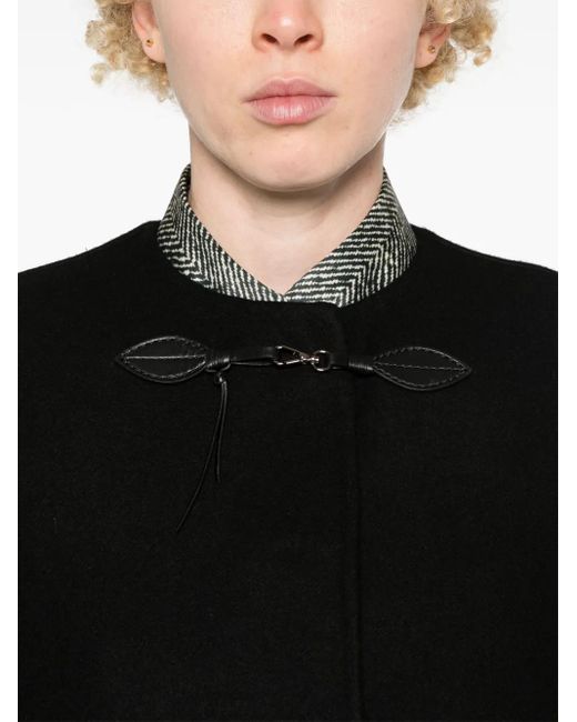 Ermanno Scervino Black Press-Stud Virgin Wool Cape