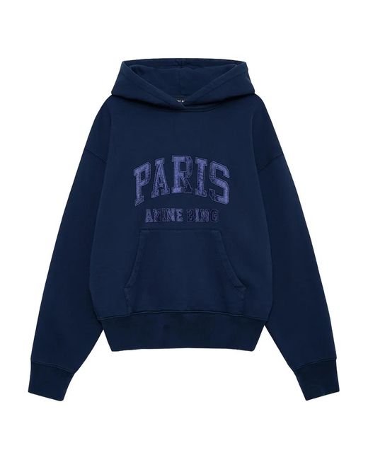 Anine Bing Blue Debbie Appliqué-Detail Hoodie