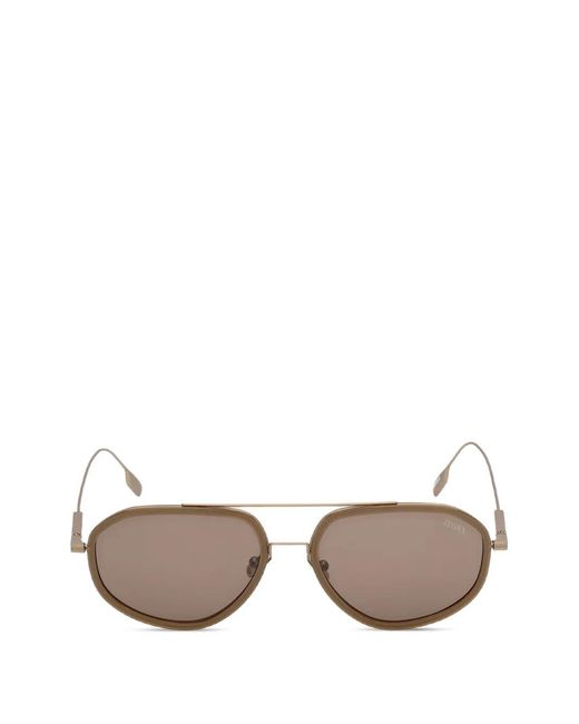 Zegna Green Lunettes De Soleil À Monture Pilote for men