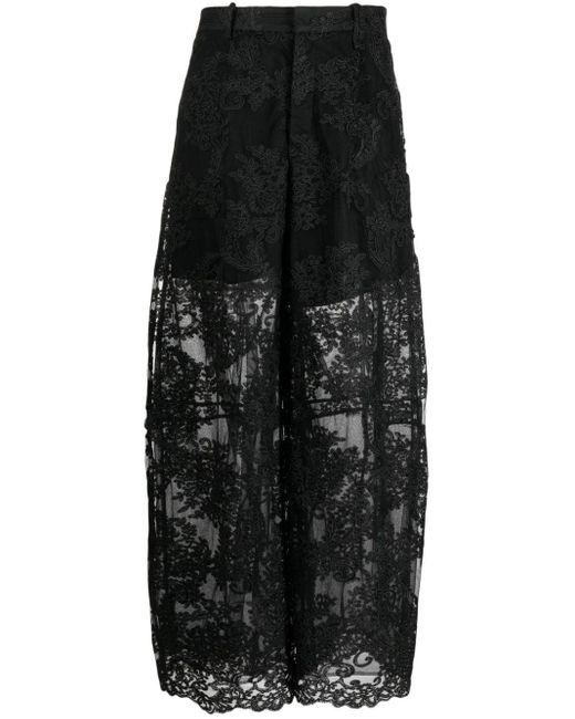 Simone Rocha Black Corded-lace Wide-leg Trousers for men