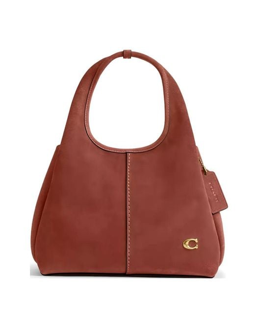 COACH Red Lana Suede Bucket Bag