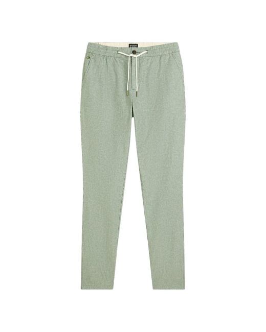 Scotch & Soda Green Warren Striped Drawstring-Detail Straight-Fit Cotton Trousers for men