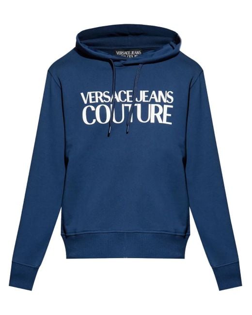 Versace Jeans Couture Blue Logo-Print Hoodie for men