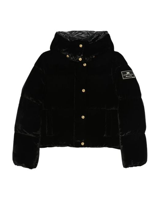Elisabetta Franchi Hooded Puffer Jacket Black