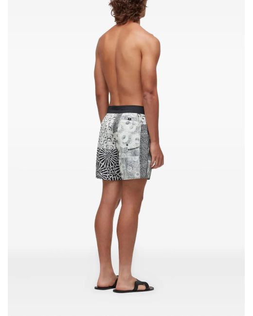 Osklen Gray Patchwork Floral Shorts for men