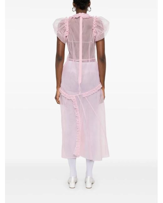 Simone Rocha Pink Sheer Tulle Midi Dress