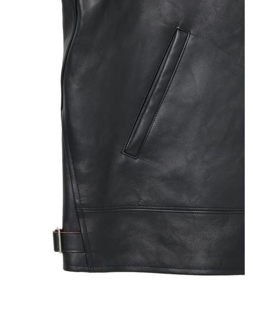 TAIGA TAKAHASHI Black Shirt-Collar Leather Jacket for men