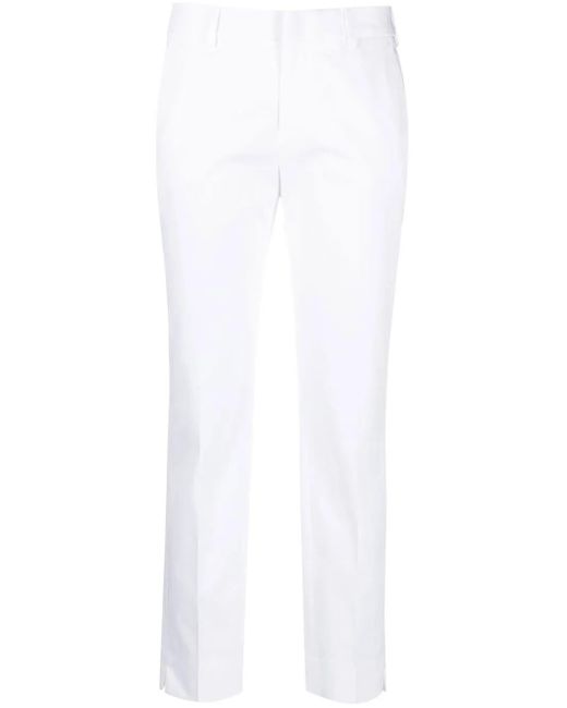 PT Torino White Straight-Leg Stretch-Cotton Trousers