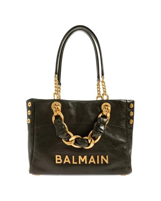 Balmain Black Smalll 1945 Soft Chain-Link Tote Bag
