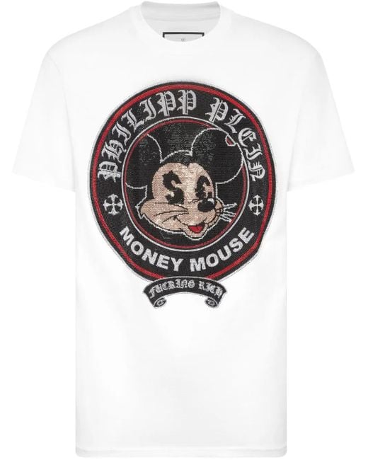 Philipp Plein White Money Mouse T-Shirt for men