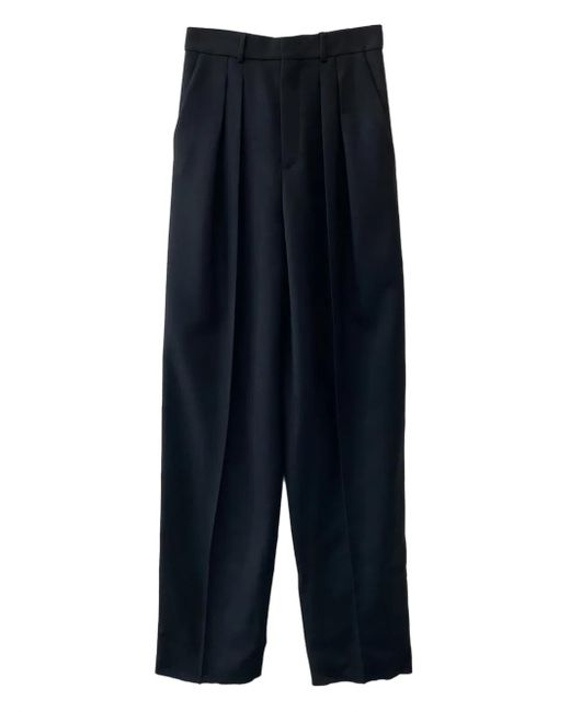 Saint Laurent Blue Plisseehose mit geradem Schnitt