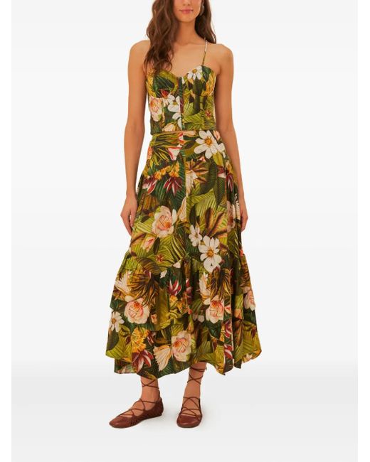 Farm Rio Yellow Botanical Forest-Print Skirt